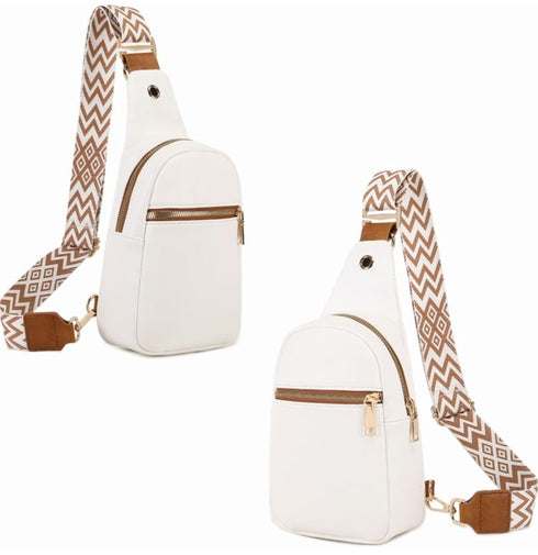 Unisex Trendy Crossbody Fashion Shoulder Sling Bag / Backpack  Bone White
